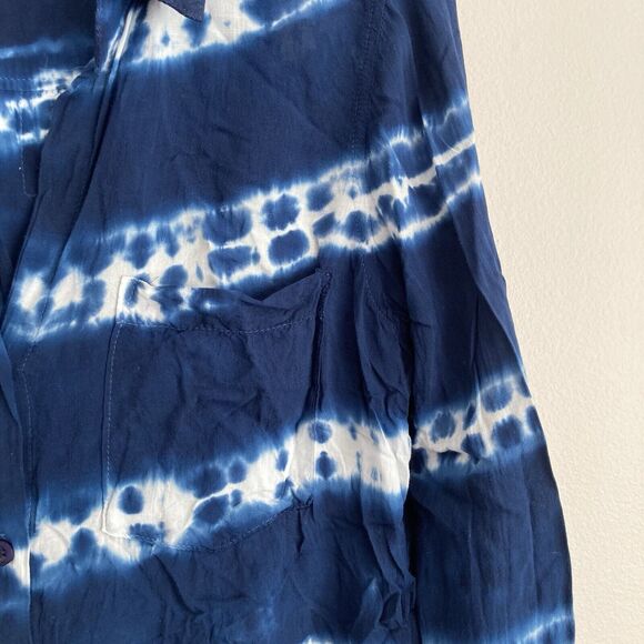 Bella Dahl Anthropologie Womens Blouse Blue Tie Dye Button Down Size Small - Picture 3 of 8